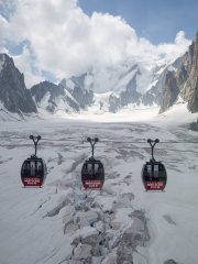 This picture showes a view over the big glacier between Helbronner Italy and Aiguille de Midi France. It is taken from the Helbronner-ropeway This picture showes a view over the big glacier between Helbronner Italy and Aiguille de Midi France. It is taken from the Helbronner-ropeway
