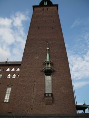 This picture was taken 2016 and showes the tower of Stockholms stadshuset from the sea, Stockholm Sweden This picture was taken 2016 and showes the tower of Stockholms stadshuset from the sea, Stockholm Sweden