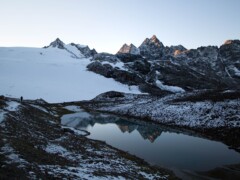 This picture was taken earley in the morning, the first sun beams came over the mountains from the Silvretta group. In the front the Silvretta glacier This picture was taken earley in the morning, the first sun beams came over the mountains from the Silvretta group. In the front the Silvretta glacier